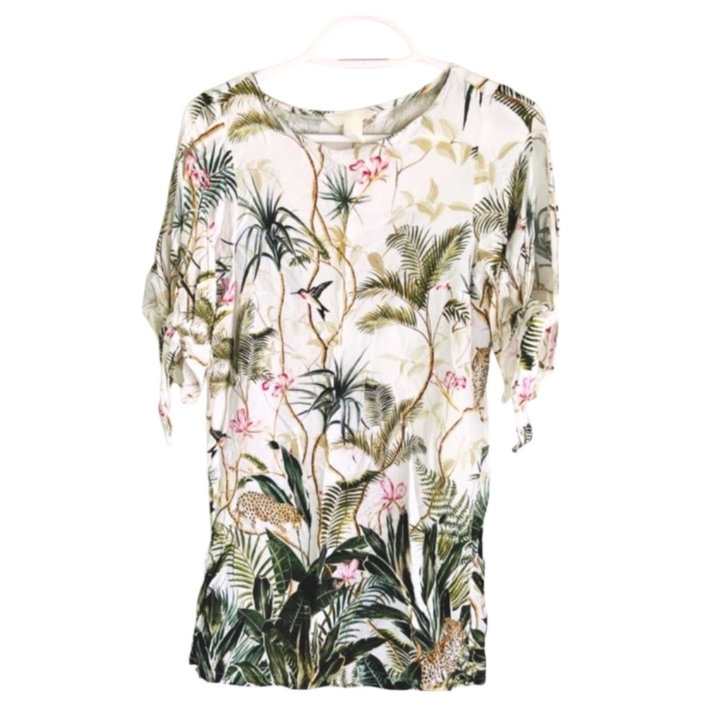 🐆🌿H&M 2US Cream Green Savana Dress 🐆🌿